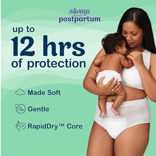 Always Discreet Postpartum and Adult Incontinence Underwear for Women, Size L, Maximum Protection