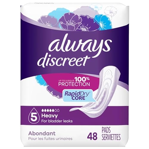 Always Discreet Incontinence Pads Maximum Absorbency Regular Length 48 Pack For Women 2pcs per Pack