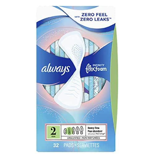 Always Infinity Pads - Heavy Flow Unscented, Suitable for Nighttime Use (32 Count Pack)  
Always Infinity Pads - Heavy F