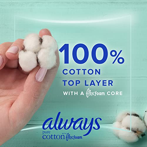 Always Pure Cotton with FlexFoam Pads for Women's Hygiene Pads, Size 5, 18 Count - Best Absorbency & Comfort
| Always P
