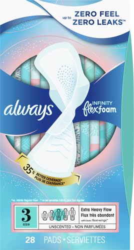 Always Infinity Feminine Pads For Women Size 3 Extra Heavy Flow Absorbency Usage Scene Bathroom & Travel Sell Point Flex