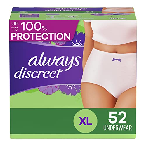 Always Discreet 52ct Feminine Care Products for Discreet Protection During Sleep