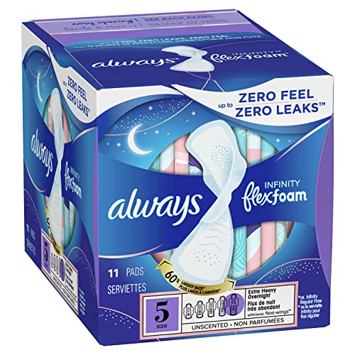 Always Infinity Extra Heavy Overnight Pads with Wings for Nighttime Protection
| Always Infinity Size 5 Unscented Heavy